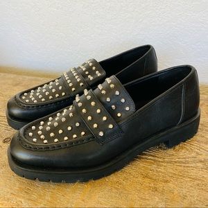 New Michael Kors studded leather black loafers